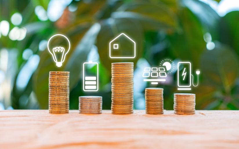 Münzen mit Symbolen zu verschiedenen Kategorien