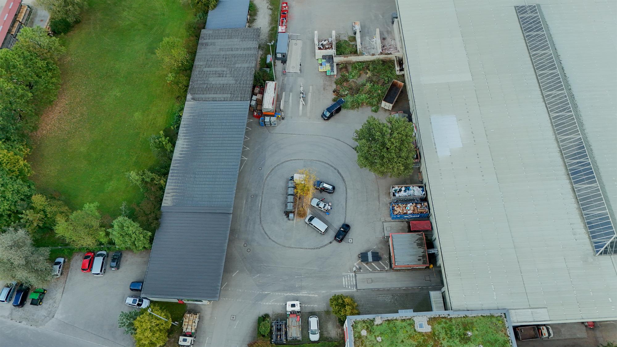 Wertstoffhof der Stadtwerke Rosenheim aus der Vogelperspektive